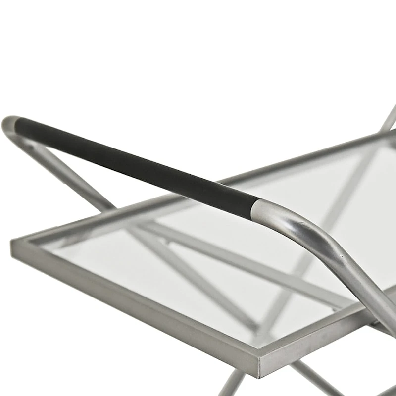 2-Tier Glass Shelf Bar Cart With Metal Frame 2 2-Tier Glass Shelf Bar Cart With Metal Frame - Image 2