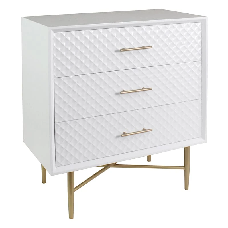 3-Drawer White & Gold Cabinet 1 3-Drawer White & Gold Cabinet