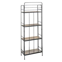 4-Tier Black Metal Baker Rack With Folding Wood Top Shelves -Hot Sale Furniture Shop 4 tier black metal baker rack with folding wood top shelves 2