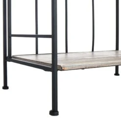 4-Tier Black Metal Baker Rack With Folding Wood Top Shelves -Hot Sale Furniture Shop 4 tier black metal baker rack with folding wood top shelves 4