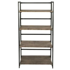 4-Tier Dakota Black & Brown Industrial Modern Bookshelf, 49" 12 4-Tier Dakota Black & Brown Industrial Modern Bookshelf, 49" -Hot Sale Furniture Shop 4 tier dakota black brown industrial modern bookshelf 49 3