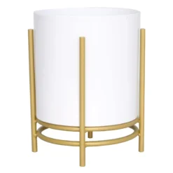 9.5in Metal Planter Stand White