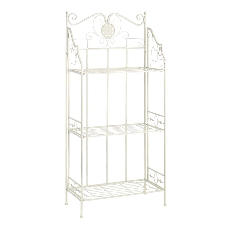 Antique White Metal Baker's Rack With Folding Shelves, 51" 1 Antique White Metal Baker's Rack With Folding Shelves, 51"