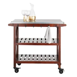 Antwerp Wood Bar Cart With Metal Top And Towel Hooks -Hot Sale Furniture Shop antwerp wood bar cart with metal top and towel hooks 5