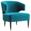 Aura Green Velvet Wrap Around Armchair With Brass Capped Legs