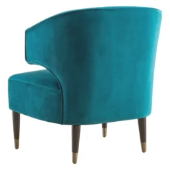Aura Green Velvet Wrap Around Armchair With Brass Capped Legs -Hot Sale Furniture Shop aura green velvet wrap around armchair with brass capped legs 2