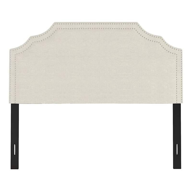 Belize Cream Nail Head Trim Queen Headboard 2 Belize Cream Nail Head Trim Queen Headboard - Image 2