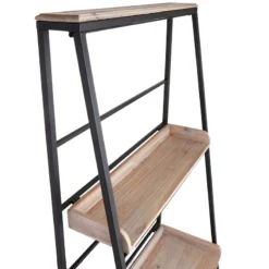 Black Metal Folding Rack With Wood Tray Layer -Hot Sale Furniture Shop black metal folding rack with wood tray layer 3