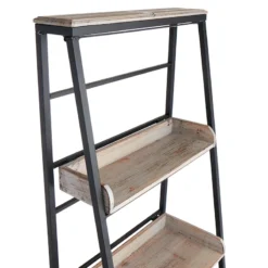 Black Metal Folding Rack With Wood Tray Layer -Hot Sale Furniture Shop black metal folding rack with wood tray layer 4