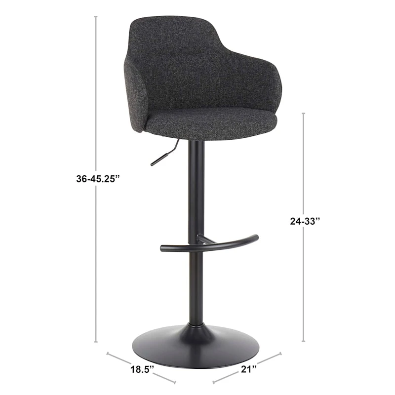 Bryce Adjustable Barstool, Dark Grey 8 Bryce Adjustable Barstool, Dark Grey - Image 8