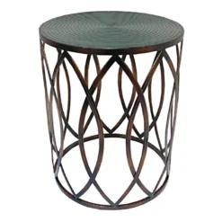 Copper Round Metal Side Table, Medium
