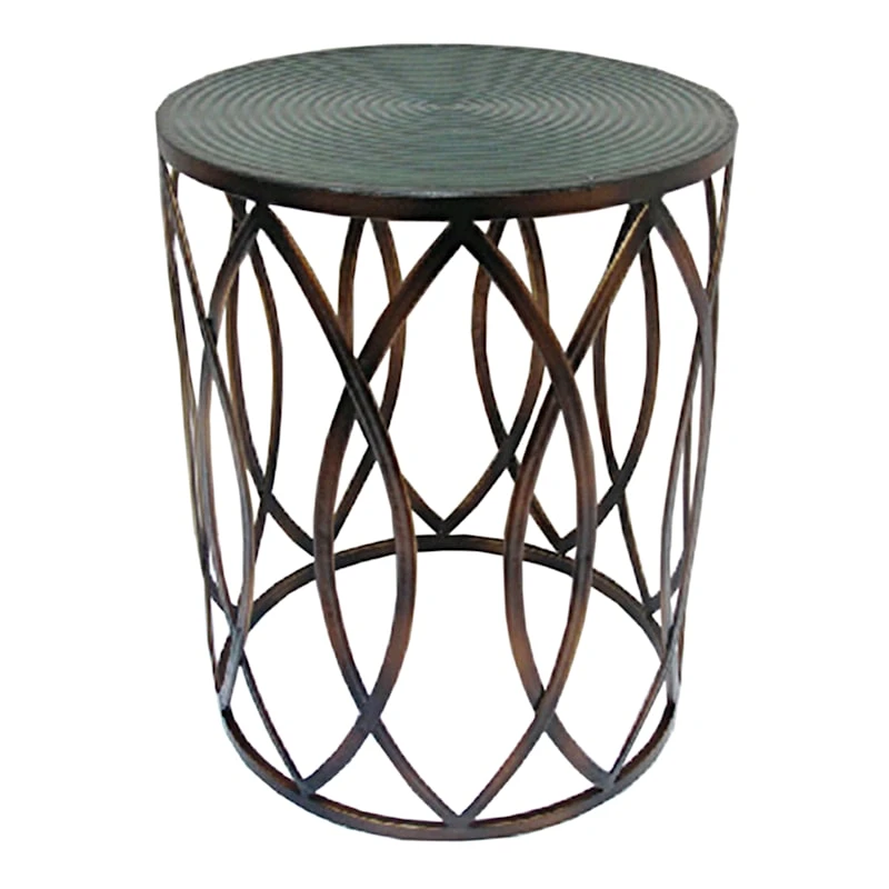 Copper Round Metal Side Table, Small 1 Copper Round Metal Side Table, Small