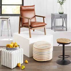 Cottage Thin Striped Ottoman -Hot Sale Furniture Shop cottage thin striped ottoman 3