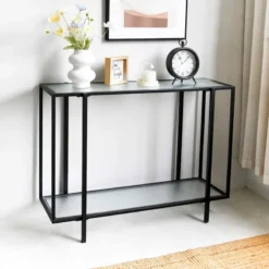 Crosby St Cooper Metal Console Table, Black -Hot Sale Furniture Shop crosby st cooper metal console table black 4
