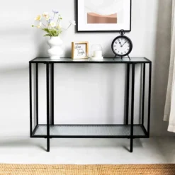 Crosby St Cooper Metal Console Table, Black -Hot Sale Furniture Shop crosby st cooper metal console table black 5