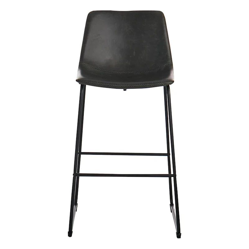 Crosby St Drake Modern Faux Leather Industrial Barstool, Dark Grey 2 Crosby St Drake Modern Faux Leather Industrial Barstool, Dark Grey - Image 2