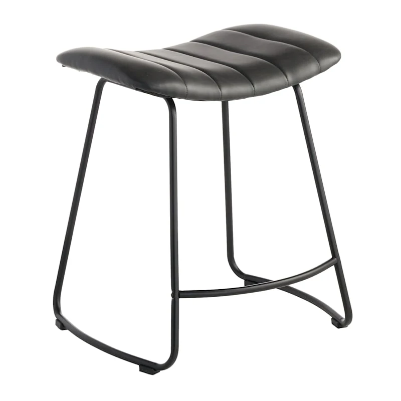 Crosby St Jude Black Backless Counter Stool, 24" 1 Crosby St Jude Black Backless Counter Stool, 24"