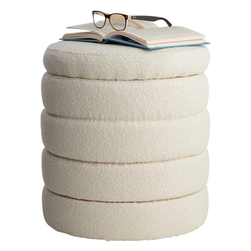 Crosby St Pax Cream Boucle Storage Ottoman 2 Crosby St Pax Cream Boucle Storage Ottoman - Image 2