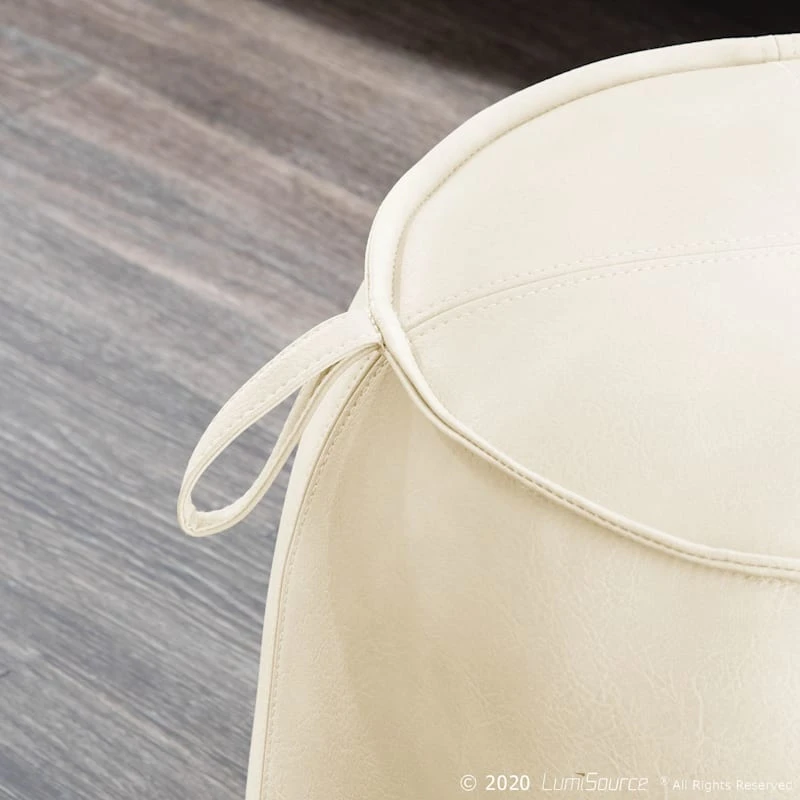 Crosby St Rowan Cream Faux Leather Ottoman 6 Crosby St Rowan Cream Faux Leather Ottoman - Image 6