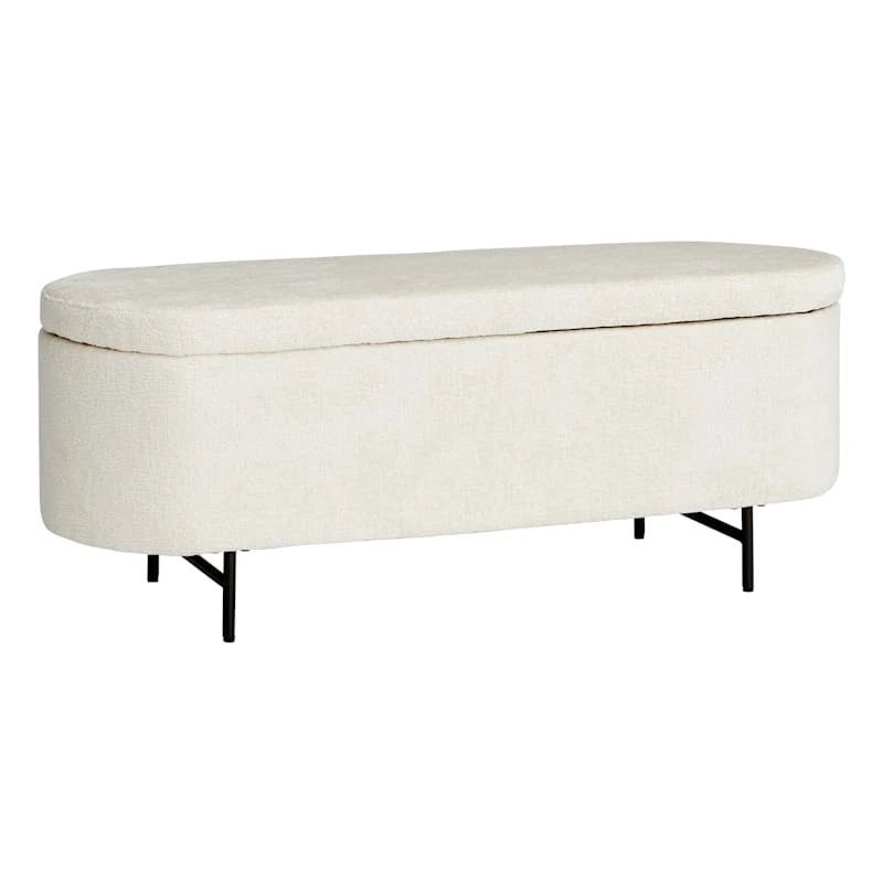 Crosby St Roxie Storage Bench, White 1 Crosby St Roxie Storage Bench, White
