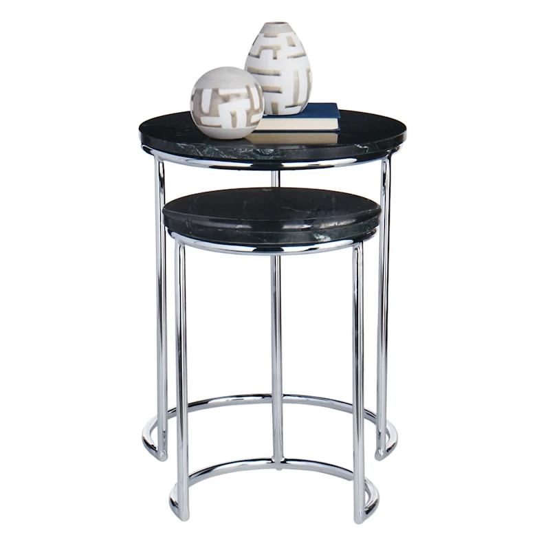 Crosby St Set Of 2 Essex Black Marble Nesting Tables 3 Crosby St Set Of 2 Essex Black Marble Nesting Tables - Image 3