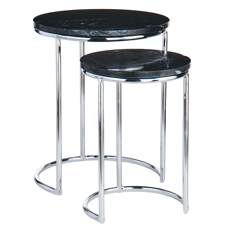 Crosby St Set Of 2 Essex Black Marble Nesting Tables 1 Crosby St Set Of 2 Essex Black Marble Nesting Tables