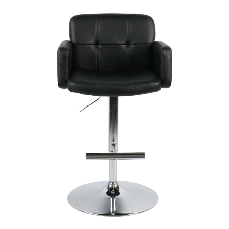 Crosby St Stout Adjustable Faux Leather Barstool, Black 2 Crosby St Stout Adjustable Faux Leather Barstool, Black - Image 2