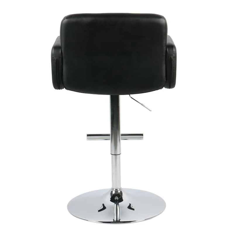 Crosby St Stout Adjustable Faux Leather Barstool, Black 4 Crosby St Stout Adjustable Faux Leather Barstool, Black - Image 4