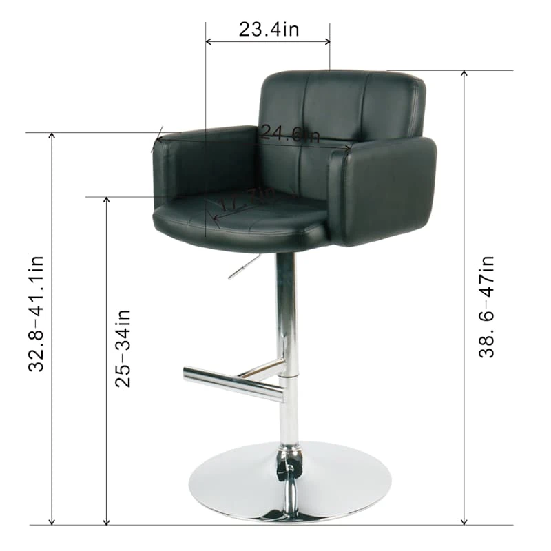 Crosby St Stout Adjustable Faux Leather Barstool, Black 5 Crosby St Stout Adjustable Faux Leather Barstool, Black - Image 5