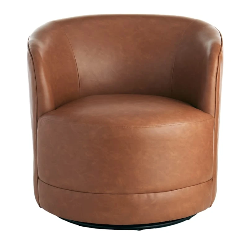 Crosby St Swivel Faux Leather Tub Chair 3 Crosby St Swivel Faux Leather Tub Chair - Image 3