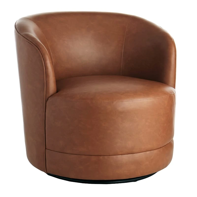 Crosby St Swivel Faux Leather Tub Chair 1 Crosby St Swivel Faux Leather Tub Chair