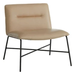 Crosby St Zoey Faux Leather Accent Chair, Light Grey