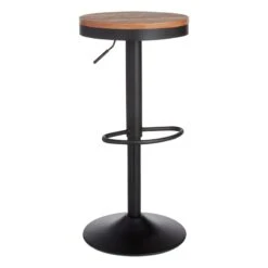 Dakota Adjustable Modern Industrial Black Barstool, 29"
