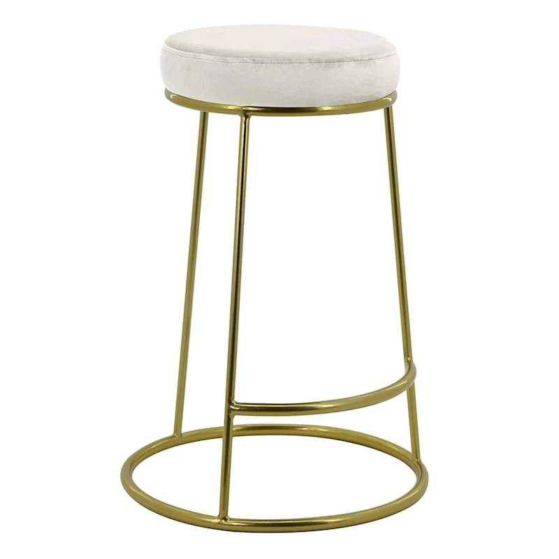 Deena White Velvet Counter Stool With Gold Base 1 Deena White Velvet Counter Stool With Gold Base