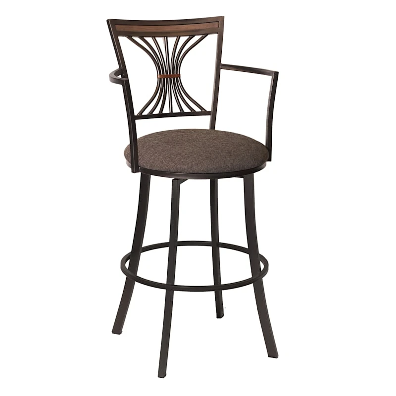 Devon Oversized Brown Barstool With Arms, 30" 1 Devon Oversized Brown Barstool With Arms, 30"