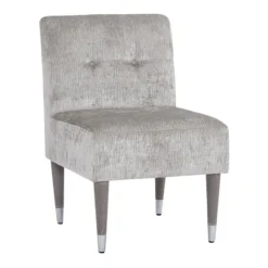 Dove Accent Chair With Silver Capped Wood Legs