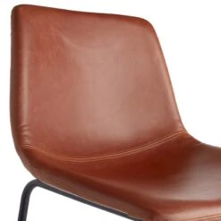 Drake Cognac Faux Leather Modern Industrial Barstool, 30" -Hot Sale Furniture Shop drake cognac faux leather modern industrial barstool 30 3