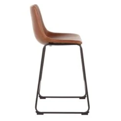 Drake Cognac Modern Industrial Faux Leather Barstool, 30" -Hot Sale Furniture Shop drake cognac modern industrial faux leather barstool 30 2