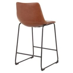 Drake Cognac Modern Industrial Faux Leather Barstool, 30" -Hot Sale Furniture Shop drake cognac modern industrial faux leather barstool 30 3