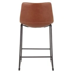Drake Cognac Modern Industrial Faux Leather Barstool, 30" -Hot Sale Furniture Shop drake cognac modern industrial faux leather barstool 30 5