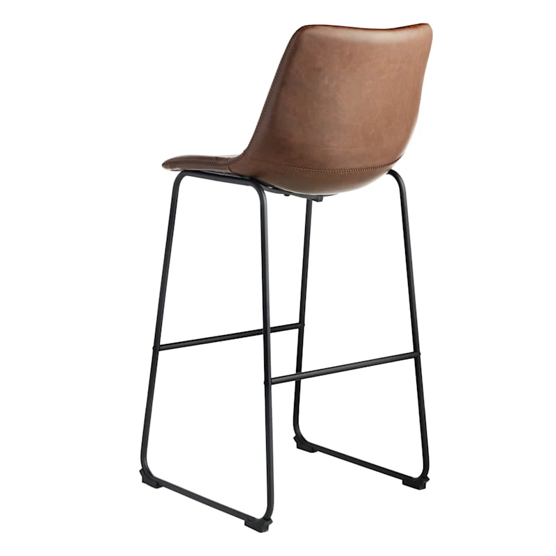 Drake Modern Faux Leather Industrial Barstool, Espresso 3 Drake Modern Faux Leather Industrial Barstool, Espresso - Image 3