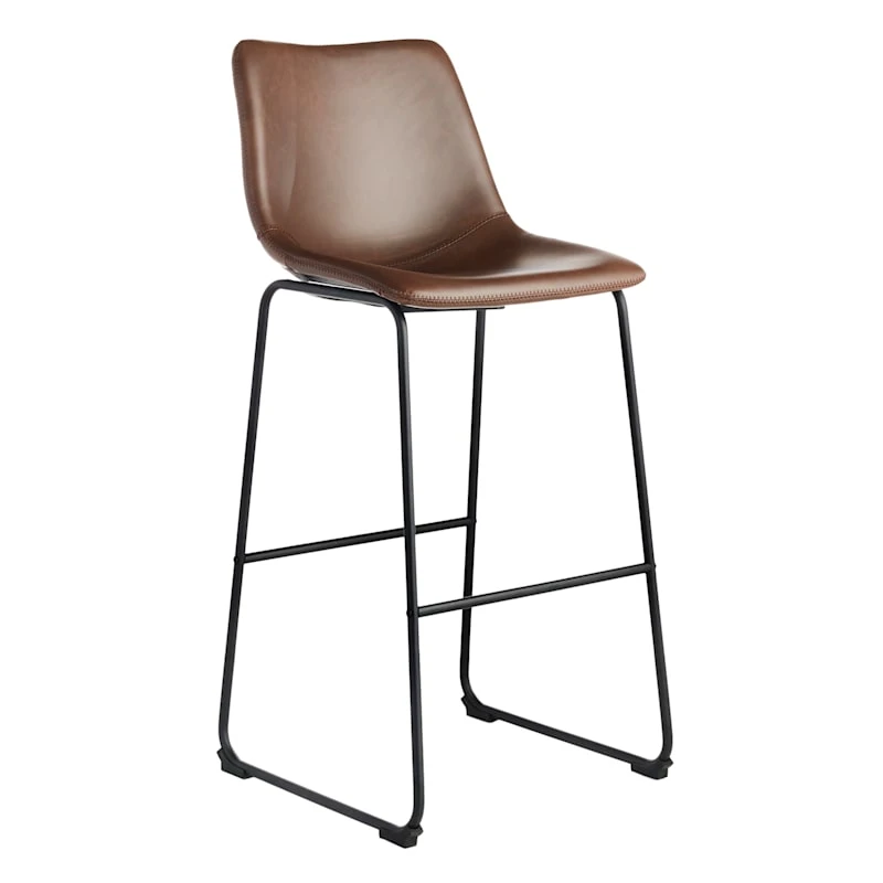 Drake Modern Faux Leather Industrial Barstool, Espresso 1 Drake Modern Faux Leather Industrial Barstool, Espresso