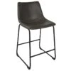 Drake Modern Industrial Faux Leather Counter Stool, Dark Grey