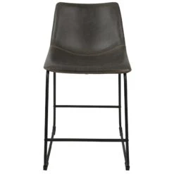 Drake Modern Industrial Faux Leather Counter Stool, Dark Grey -Hot Sale Furniture Shop drake modern industrial faux leather counter stool dark grey 3