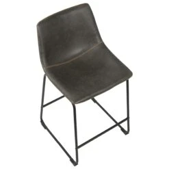 Drake Modern Industrial Faux Leather Counter Stool, Dark Grey -Hot Sale Furniture Shop drake modern industrial faux leather counter stool dark grey 4