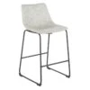 Drake Modern Industrial Faux Leather Counter Stool, Light Grey