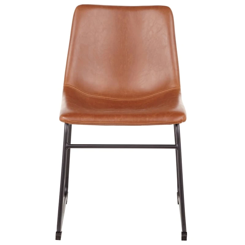 Drake Modern Industrial Faux Leather Dining Chair, Cognac 2 Drake Modern Industrial Faux Leather Dining Chair, Cognac - Image 2