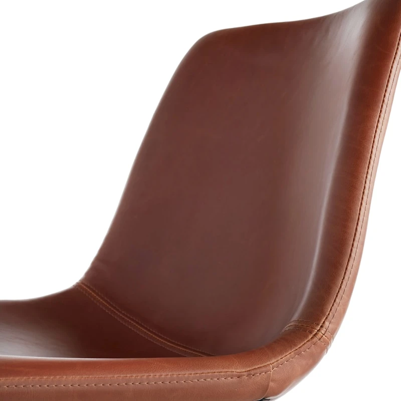 Drake Modern Industrial Faux Leather Dining Chair, Cognac 4 Drake Modern Industrial Faux Leather Dining Chair, Cognac - Image 4