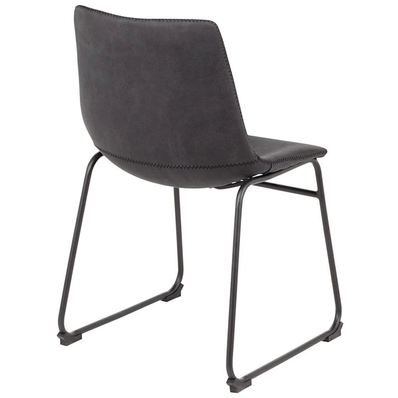Drake Modern Industrial Faux Leather Dining Chair, Dark Grey 4 Drake Modern Industrial Faux Leather Dining Chair, Dark Grey - Image 4