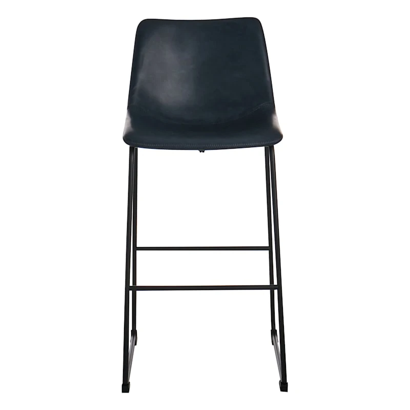 Drake Navy Blue Faux Leather Barstool 2 Drake Navy Blue Faux Leather Barstool - Image 2